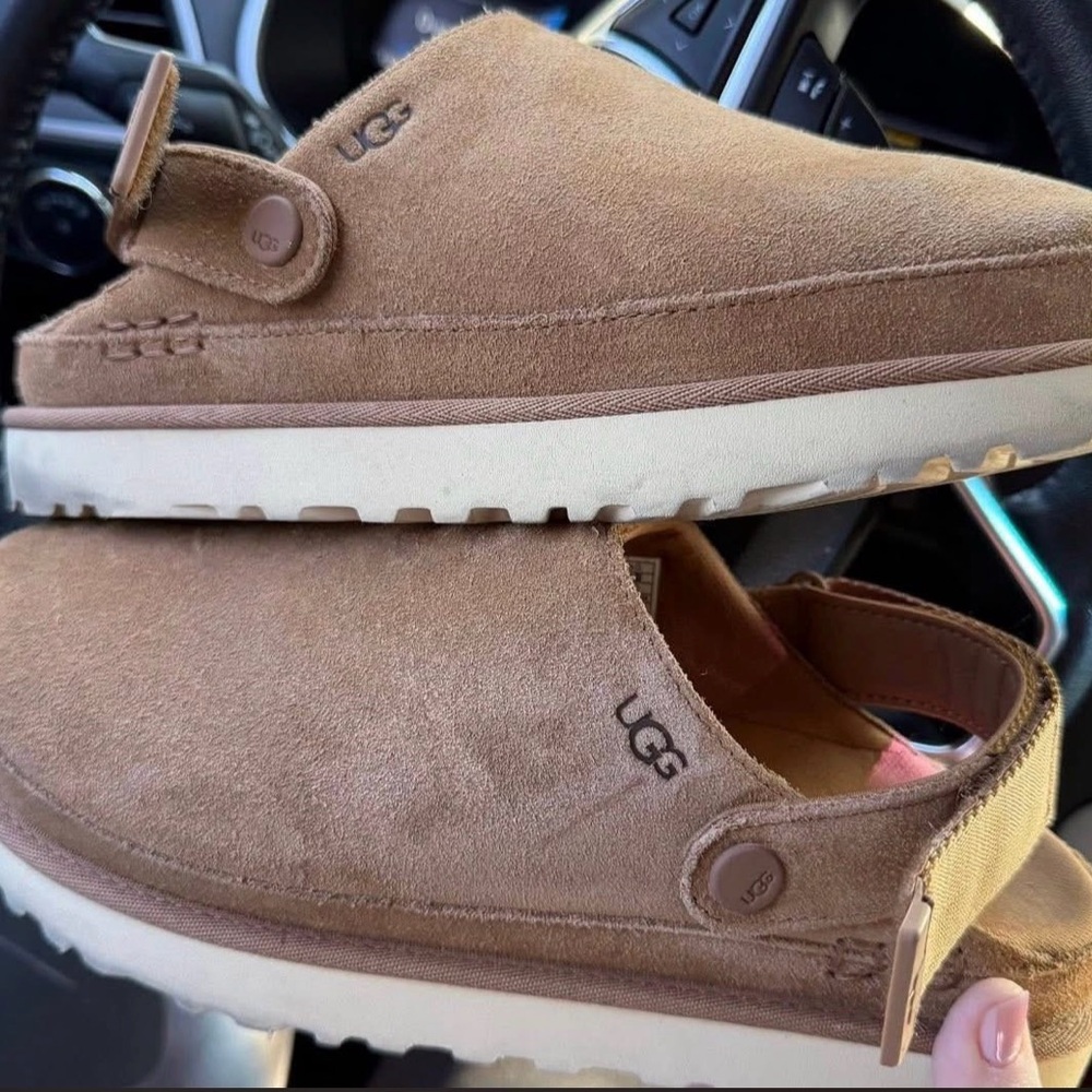 UGG women Tan Suede Slip-On Shoes